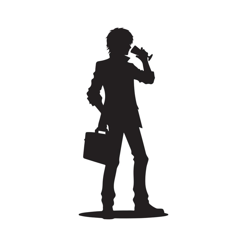 Man drinking water vector silhouette black illustration isolated on a white background