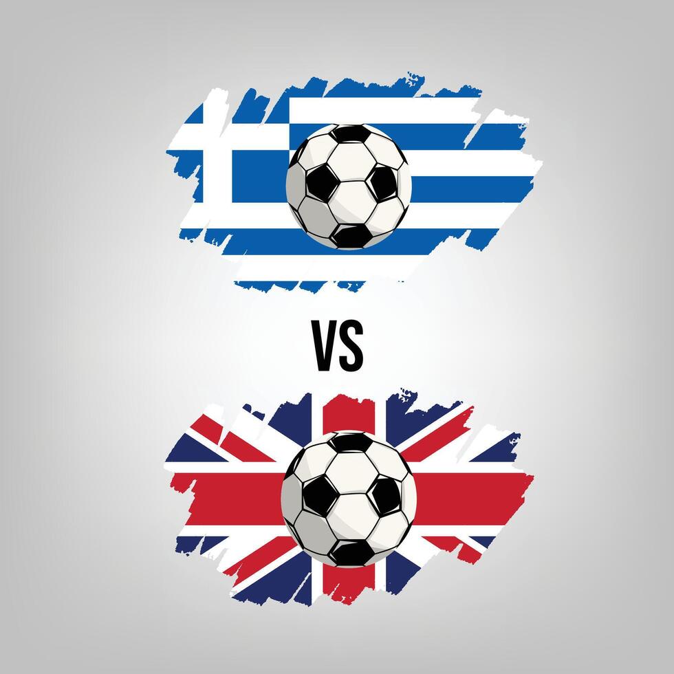 United Kingdom VS Greece Soccer Match. Flat vector football game design illustration concept.