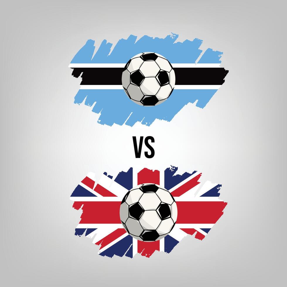 United Kingdom VS Botswana Soccer Match. Flat vector football game design illustration concept.