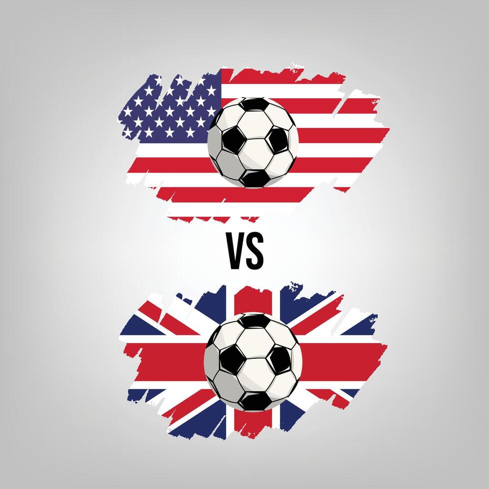 United Kingdom VS United States Soccer Match. Flat vector football game design illustration concept.