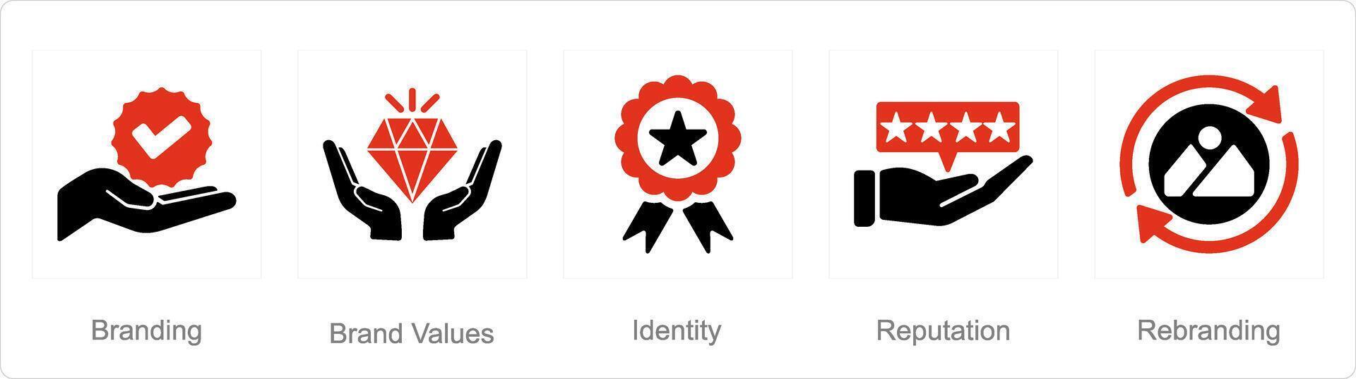 A set of 5 Branding icons as branding, brand values, identity vector