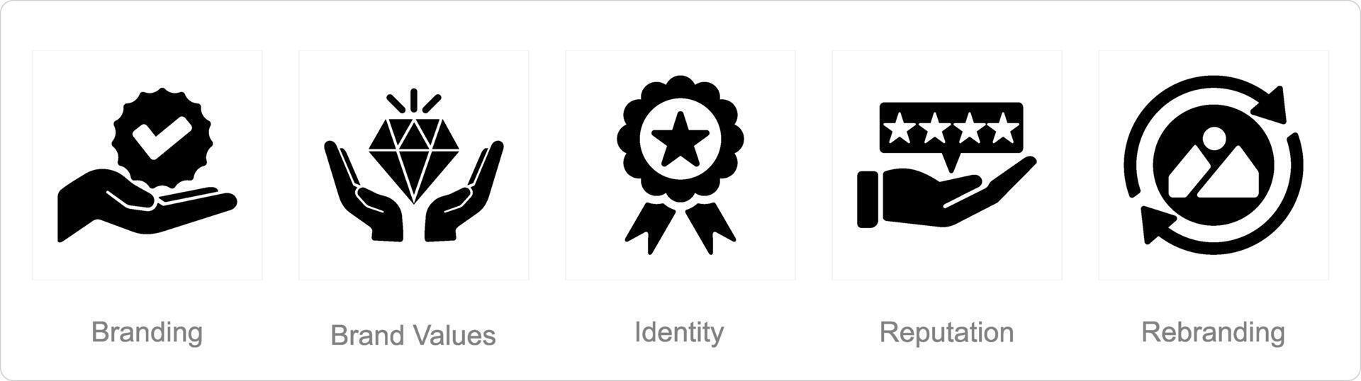 A set of 5 Branding icons as branding, brand values, identity vector