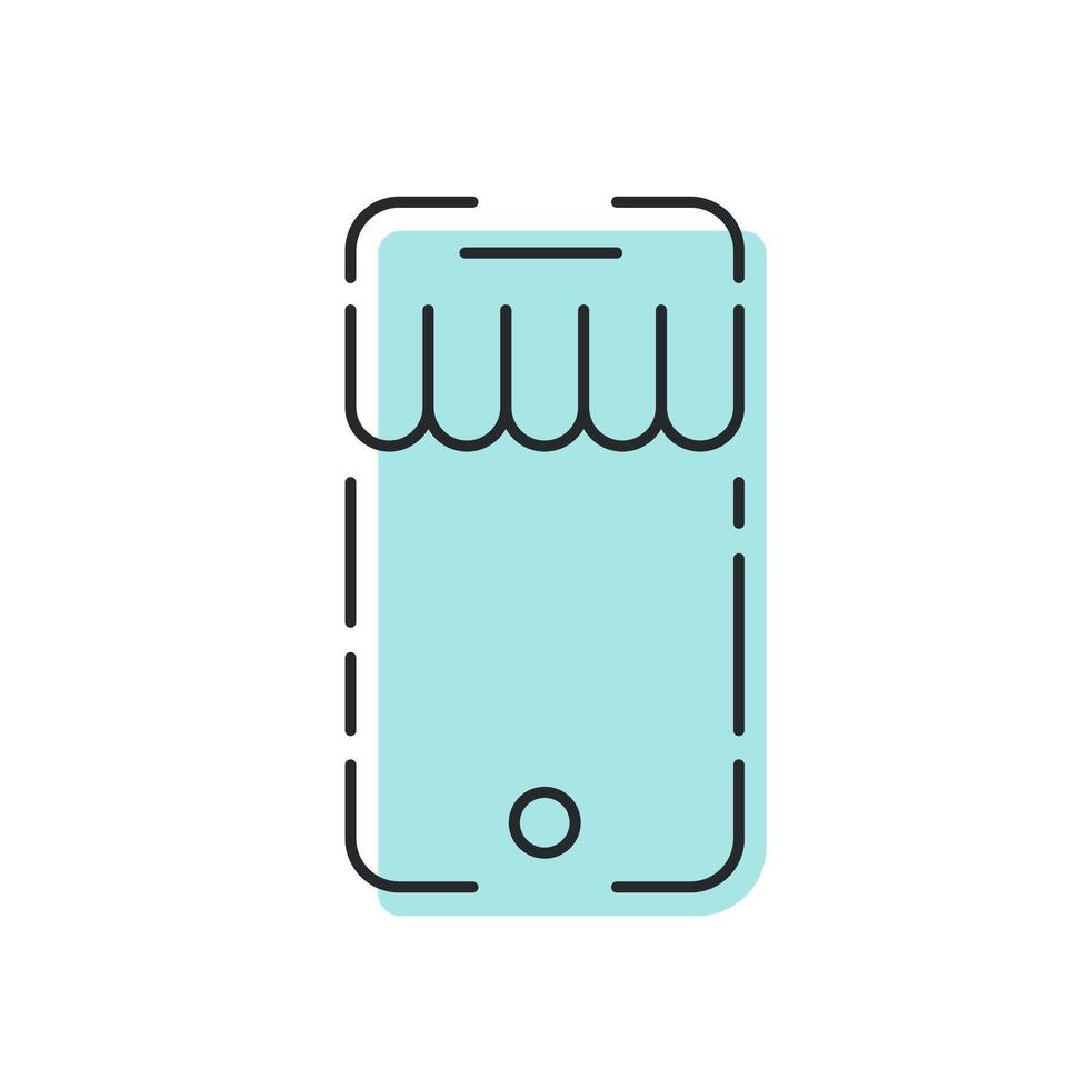 Phone store lineart icon vector illustration