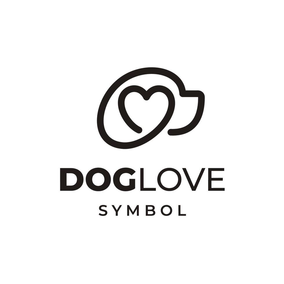 Dog head with love heart symbol logo design vector