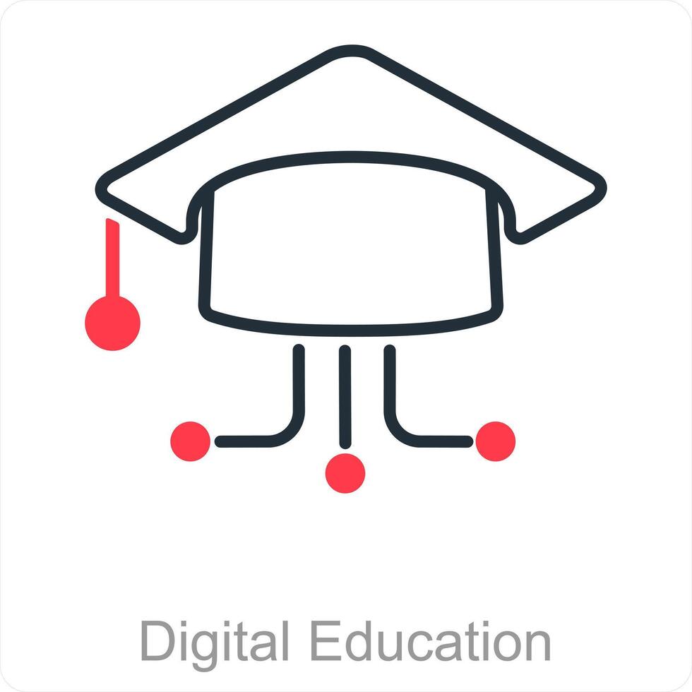 digital educación y aprendizaje icono concepto vector