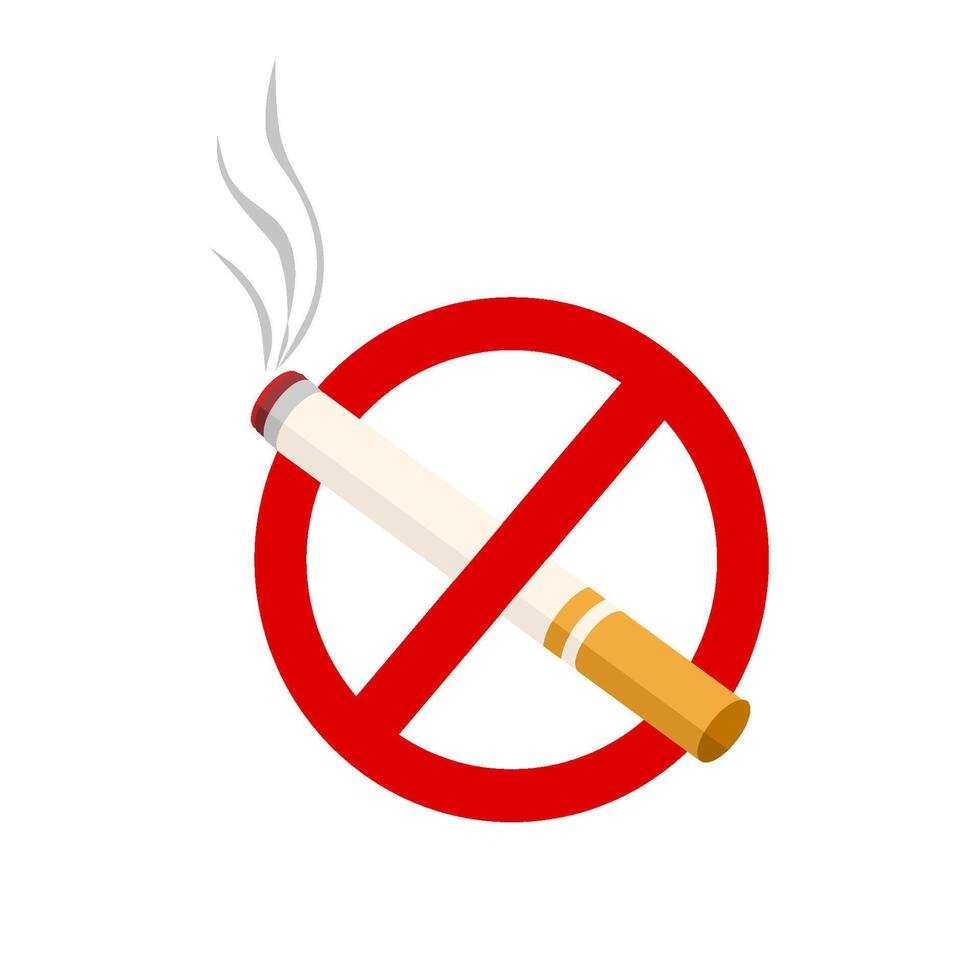 no smoking sign with cigarette and smokes vector