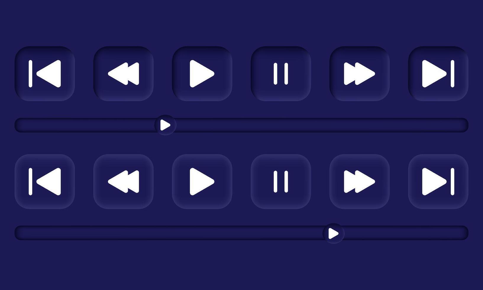 3d realistic icon video media player ui neumorphism vector design