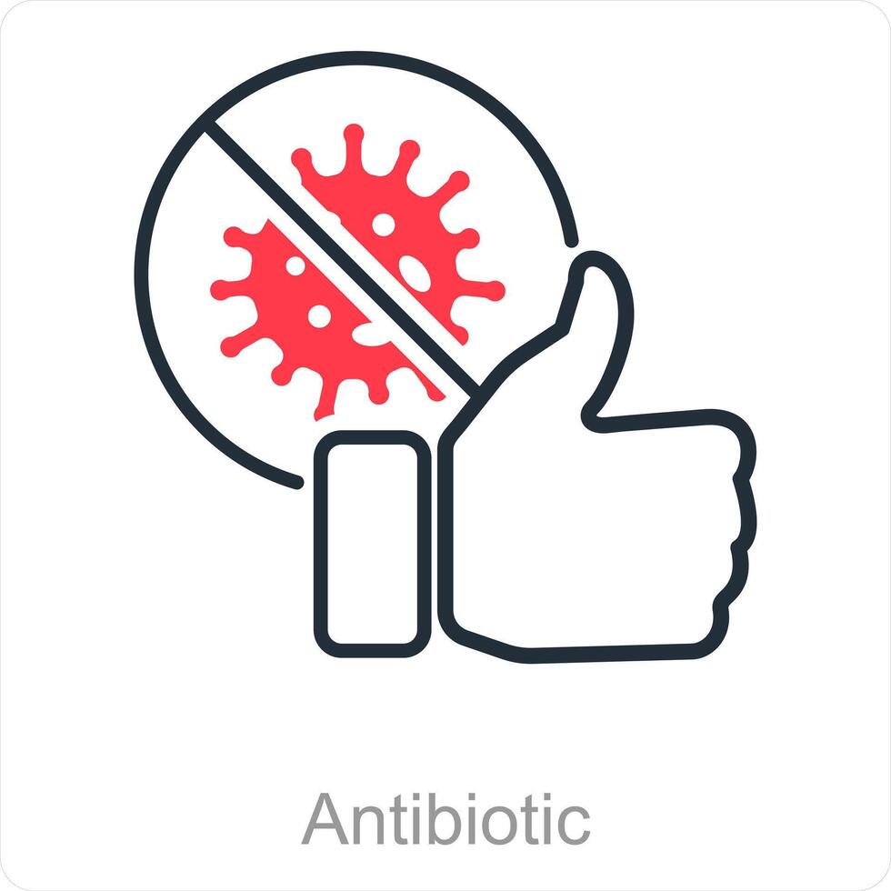 Antibiotic and bacteria icon concept vector