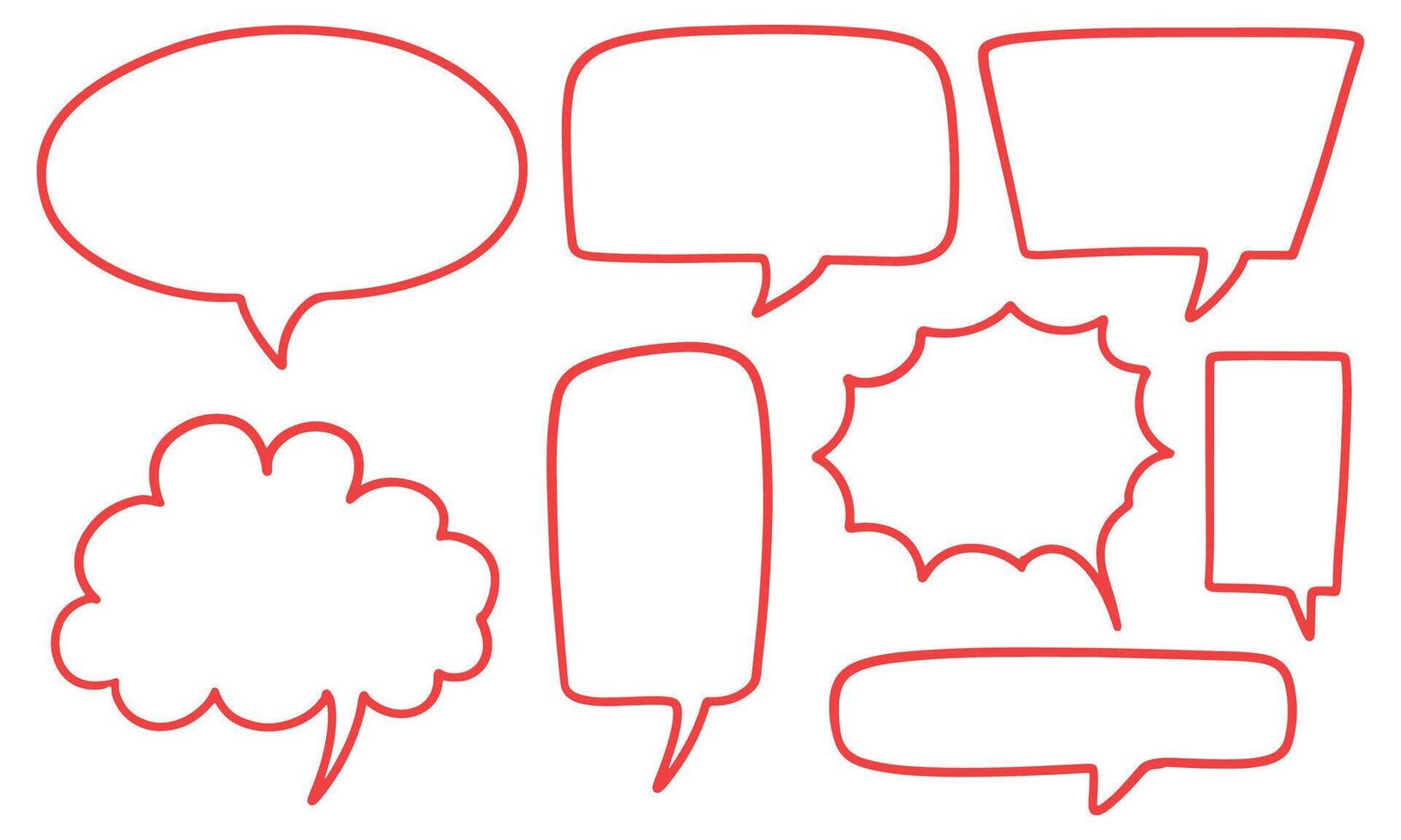 Speech hand drawn bubbles set. Comic bubble conversation. Vector design.