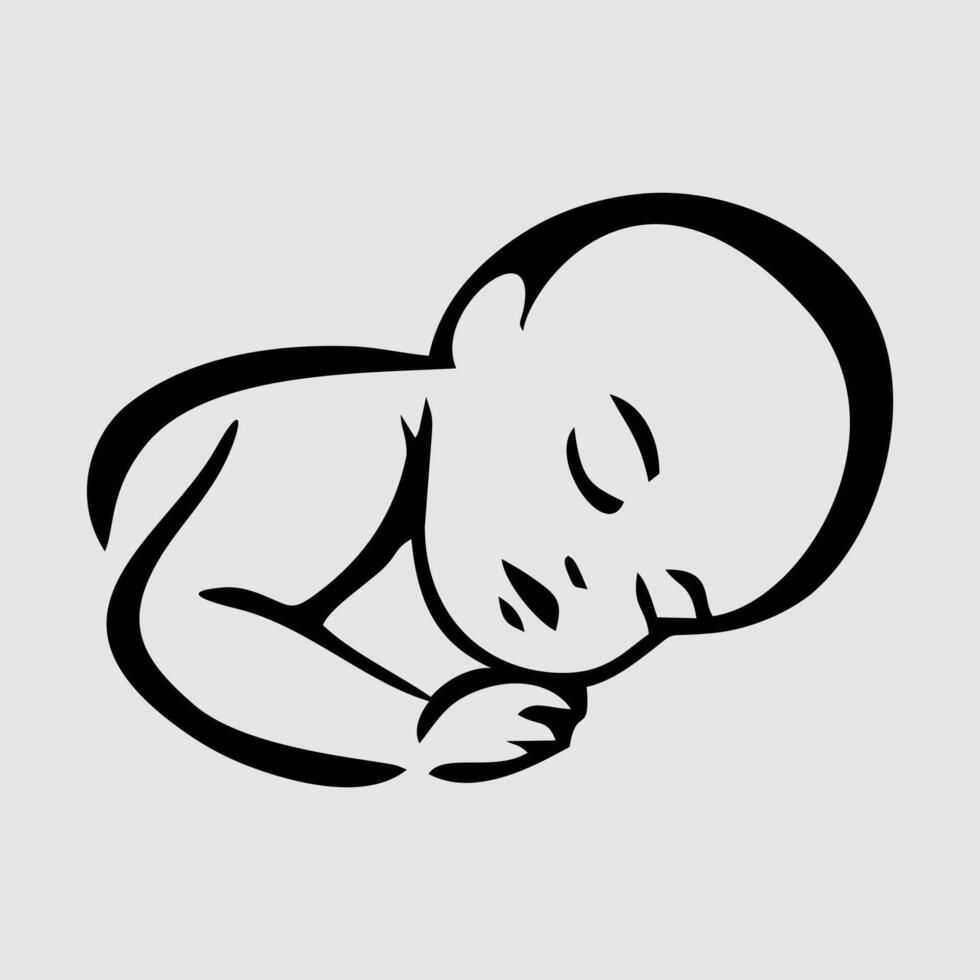 línea Arte de dormido bebé ilustración vector