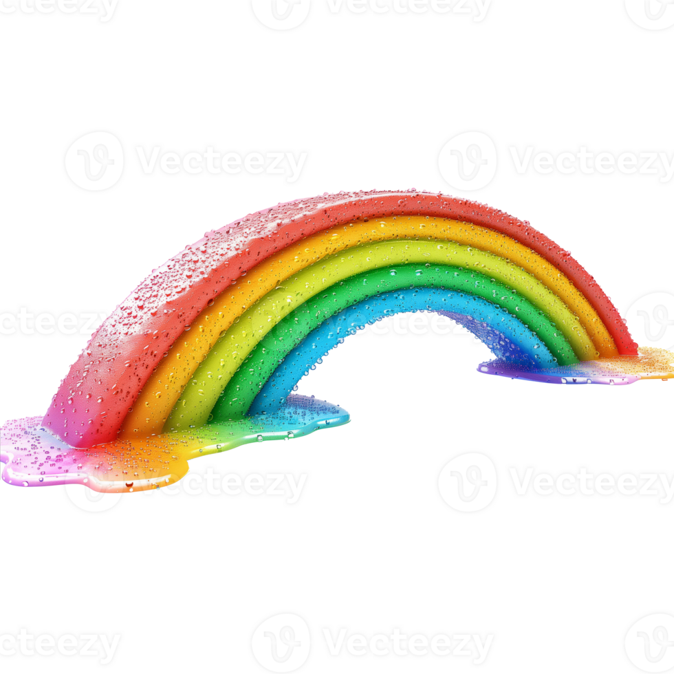 AI generated Colorful water drops on a rainbow with a transparent background png