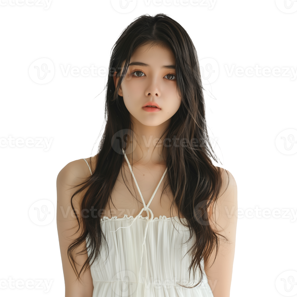 AI generated Elegant woman in a white dress with a transparent background png