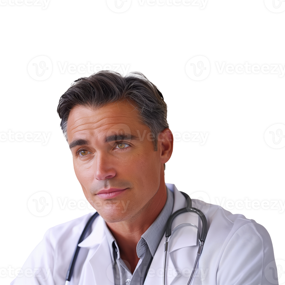 AI generated Professional doctor with stethoscope on transparent background png