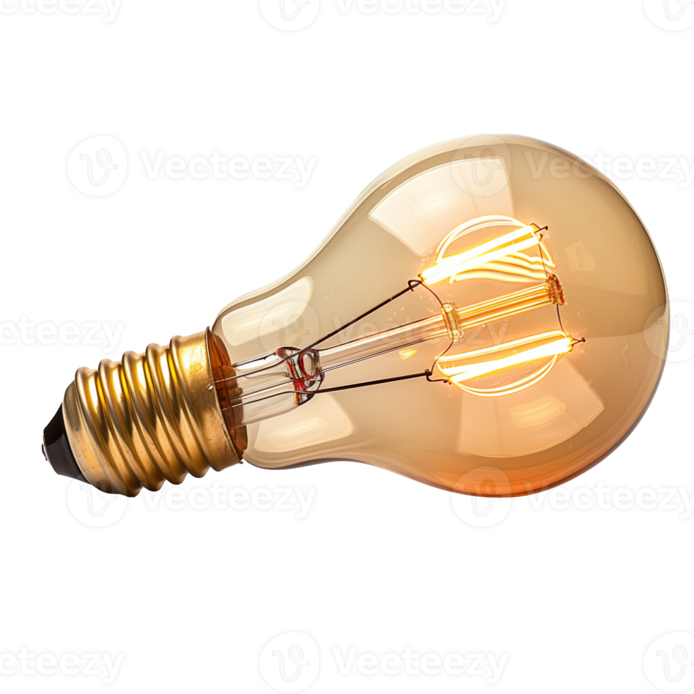 AI generated Illuminated light bulb on a transparent background png