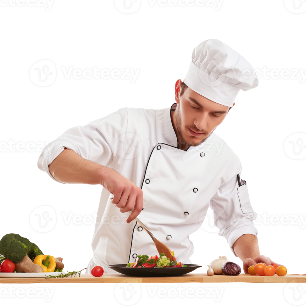 AI generated Professional chef preparing a salad on a transparent background png