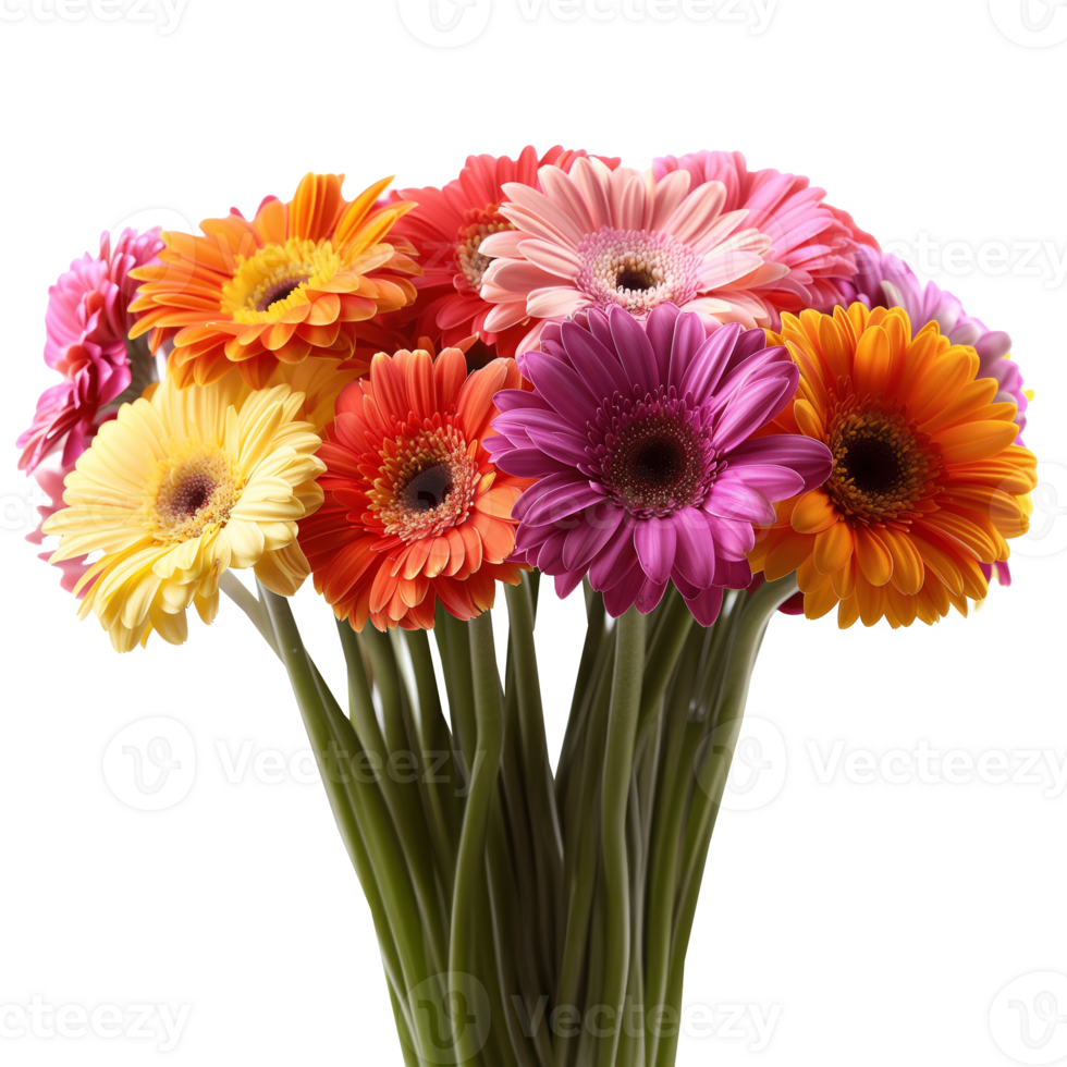 AI generated Colorful gerbera daisies with a transparent background png