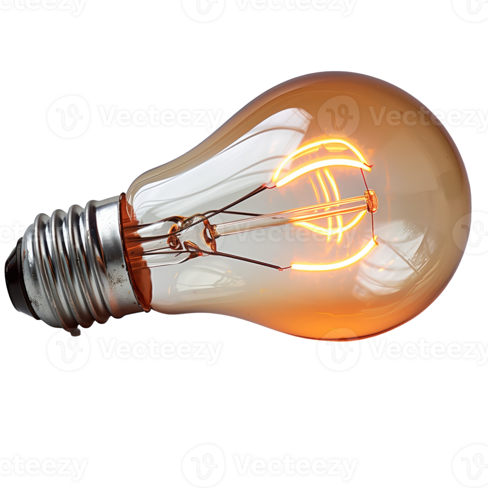 AI generated Glowing light bulb with transparent background png