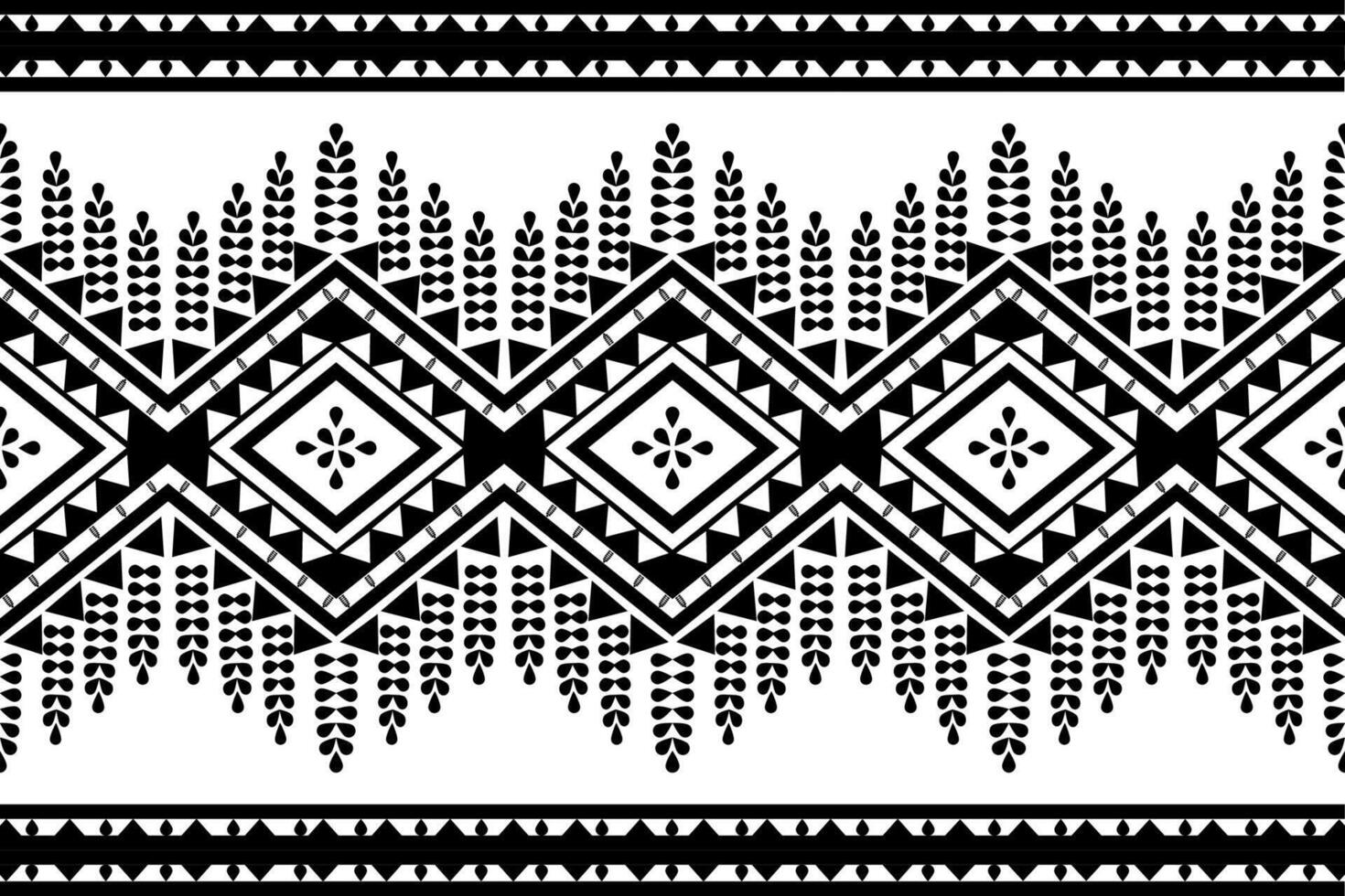 Black and white traditional fabric seamless pattern vector