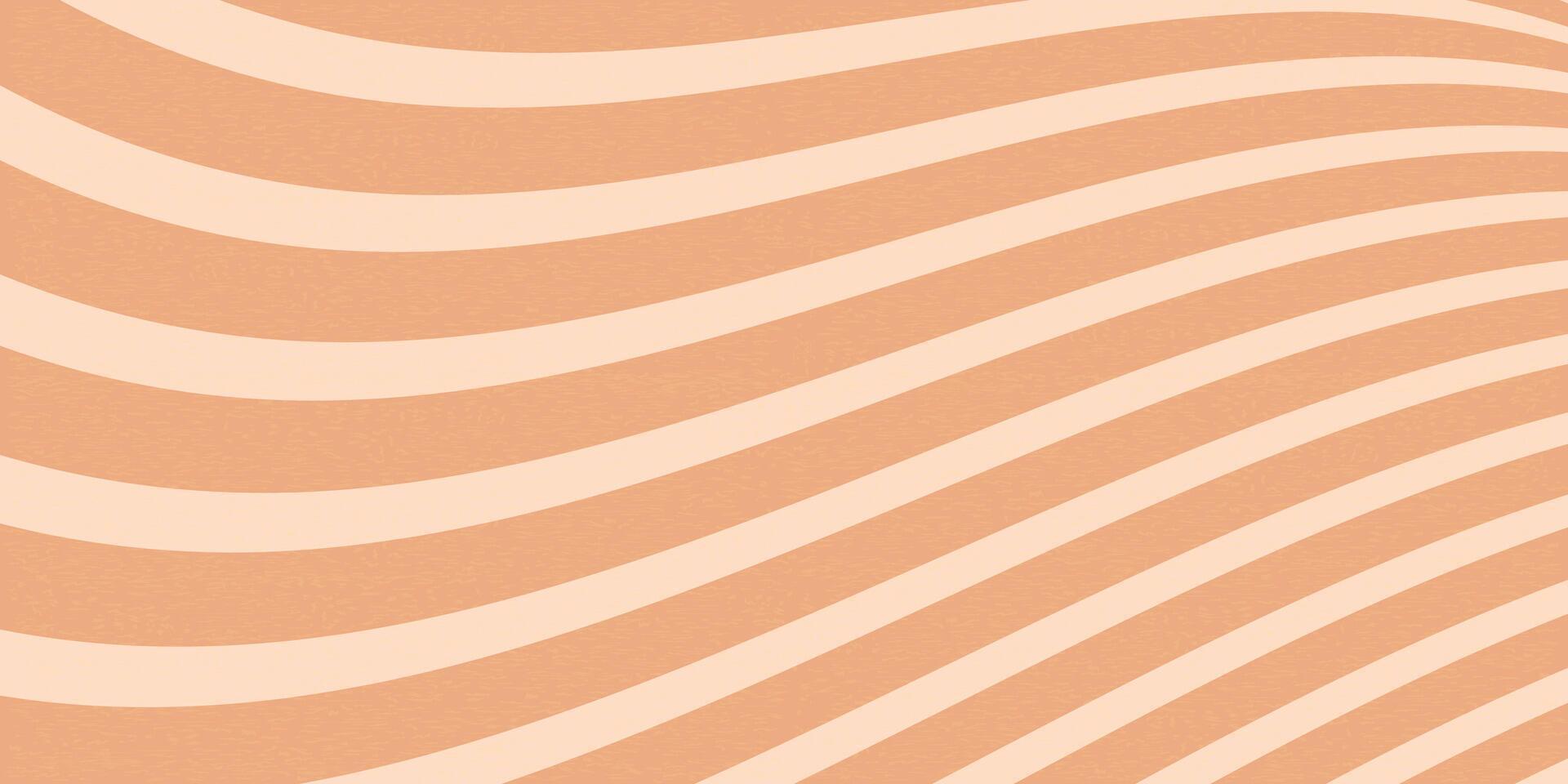 Groovy hippie 70s peach tone strips backgrounds. Waves and swirl pattern peach color. Twisted illustration texture in trendy retro psychedelic style. Y2k aesthetic design. vector