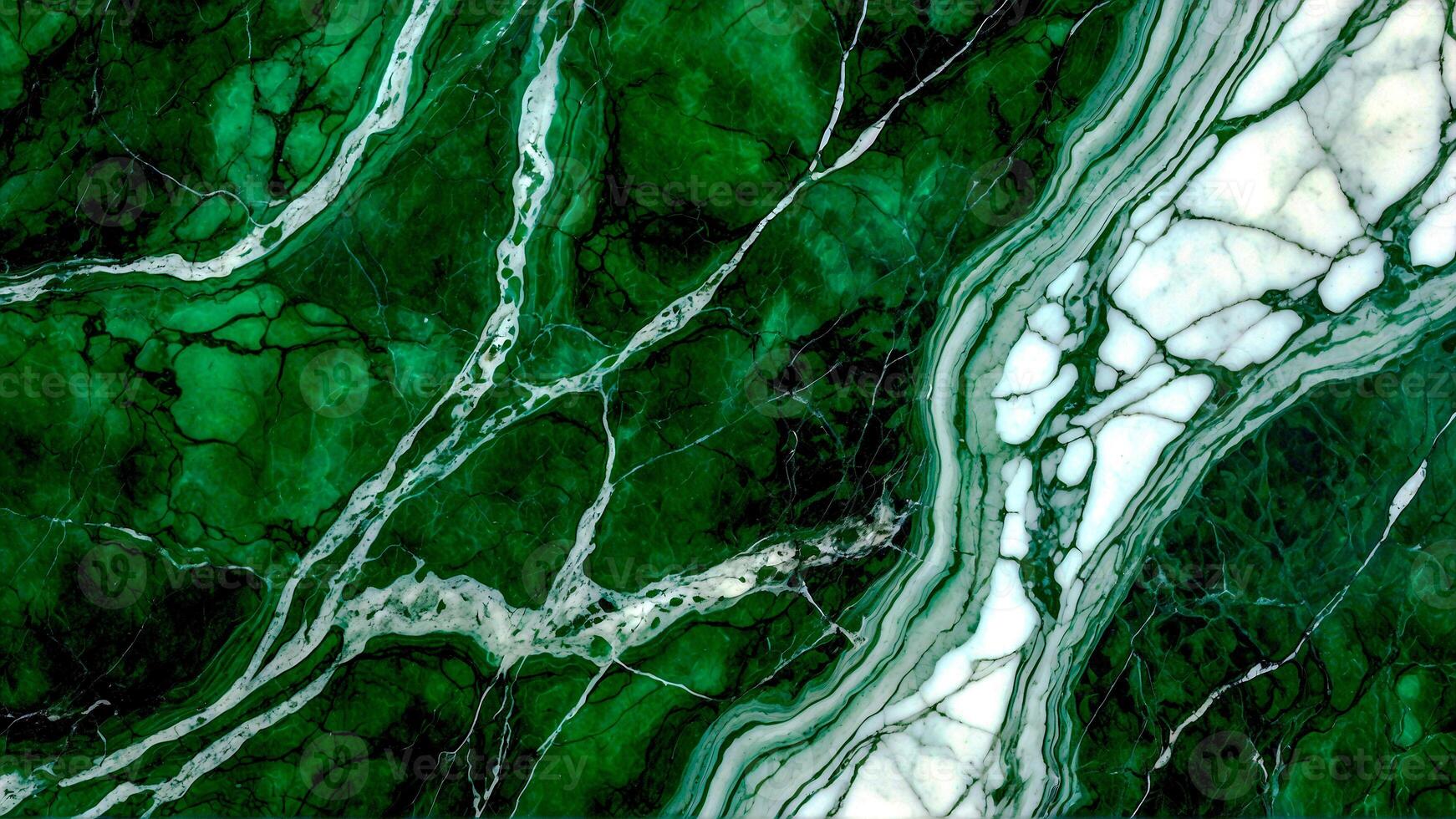 ai generado Esmeralda verde mármol textura con intrincado blanco veteado foto