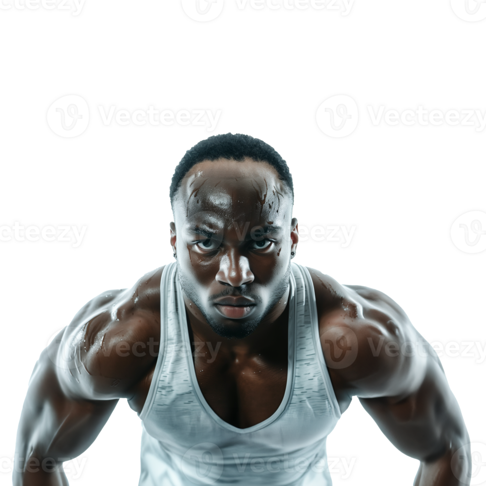 AI generated Muscular athlete with intense focus on a transparent background png