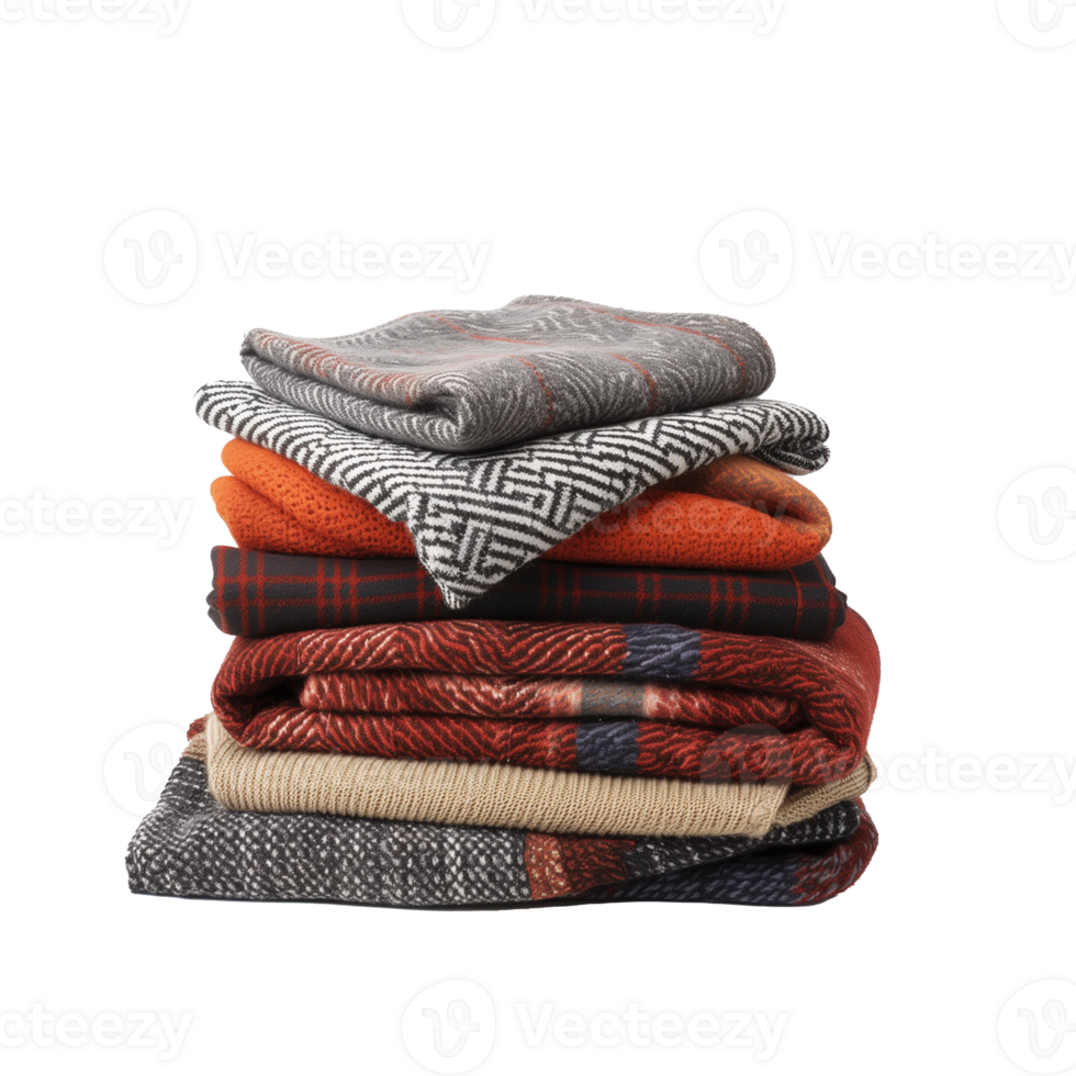 AI generated Assorted comfortable scarves on a transparent background png