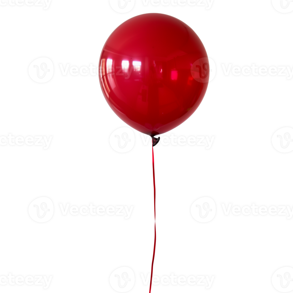 AI generated Red helium balloon floating on a transparent background png