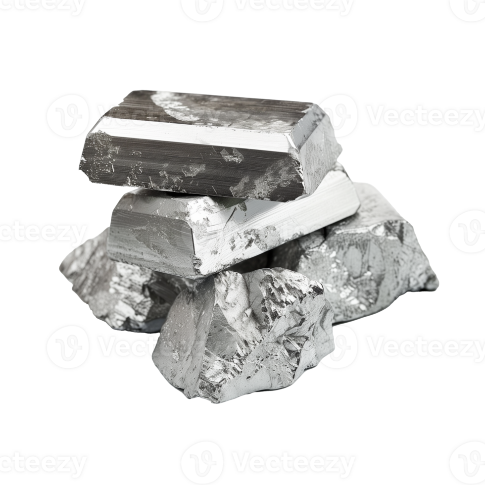AI generated Stacked pure silver bars on transparent background png