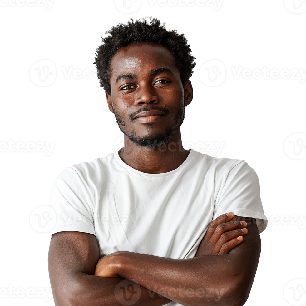 AI generated Confident man with arms crossed on transparent background png