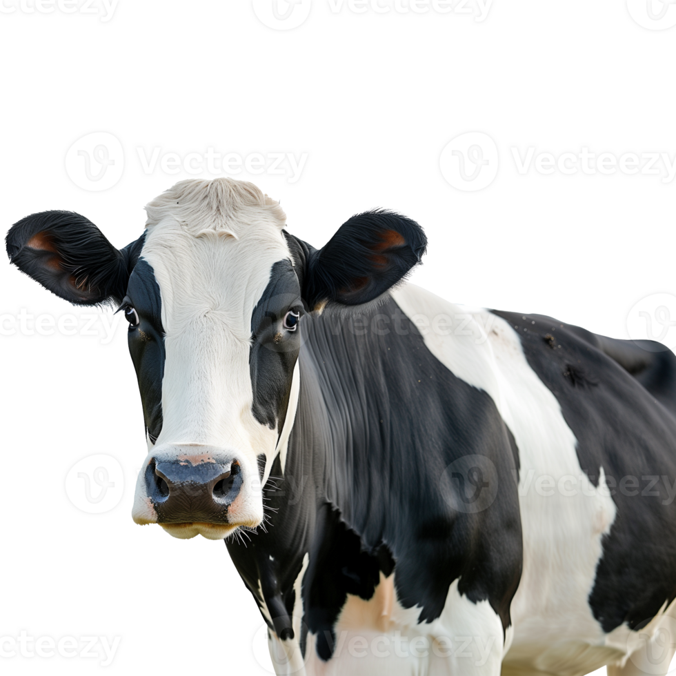 AI generated Black and white cow on transparent background png
