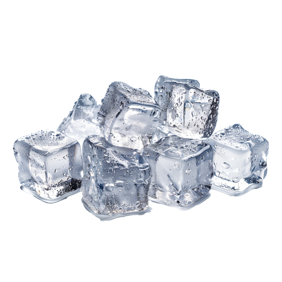 AI generated Stack of melted ice cubes on transparent background png