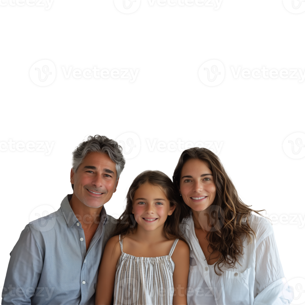 AI generated Happy family with one child posing on a transparent background png