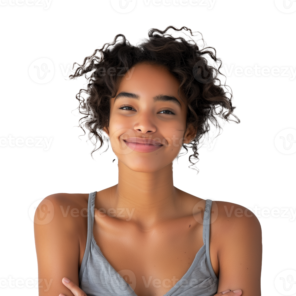 AI generated Confident woman posing with arms crossed on transparent background png