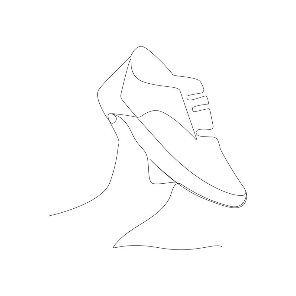 Shoe continues one line art drawing minimalist design vector and illustration
