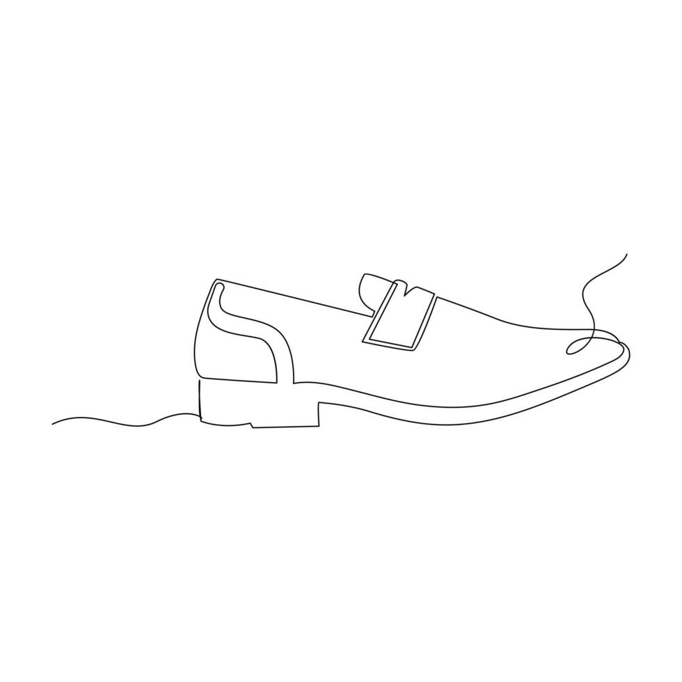 Shoe continues one line art drawing minimalist design vector and illustration