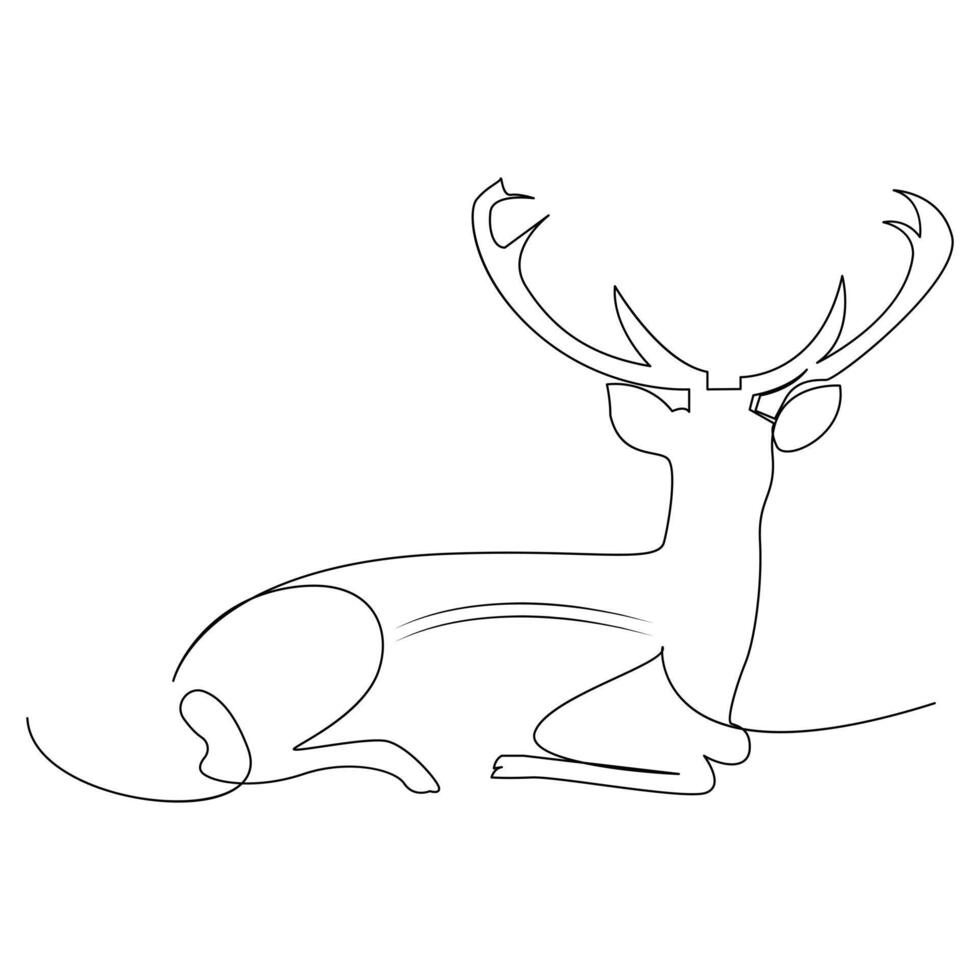 Deer one line art drawing minimalist design vector and illustration