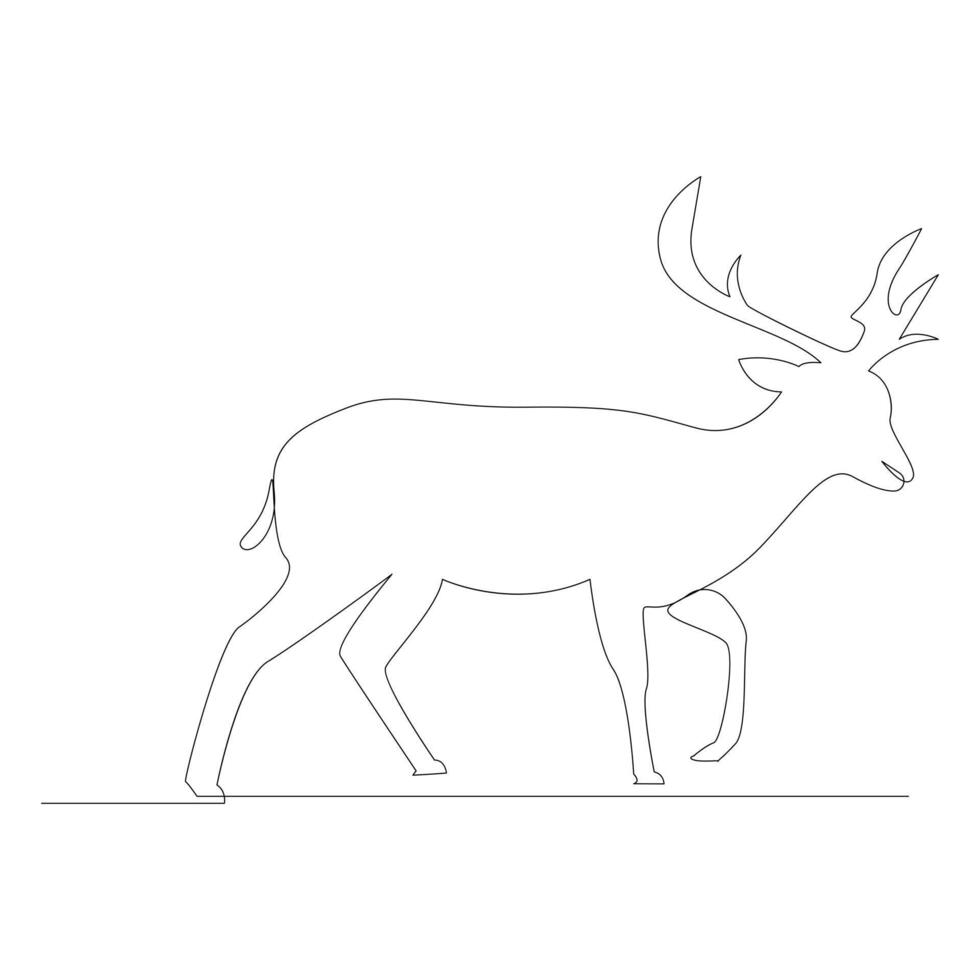 Deer one line art drawing minimalist design vector and illustration