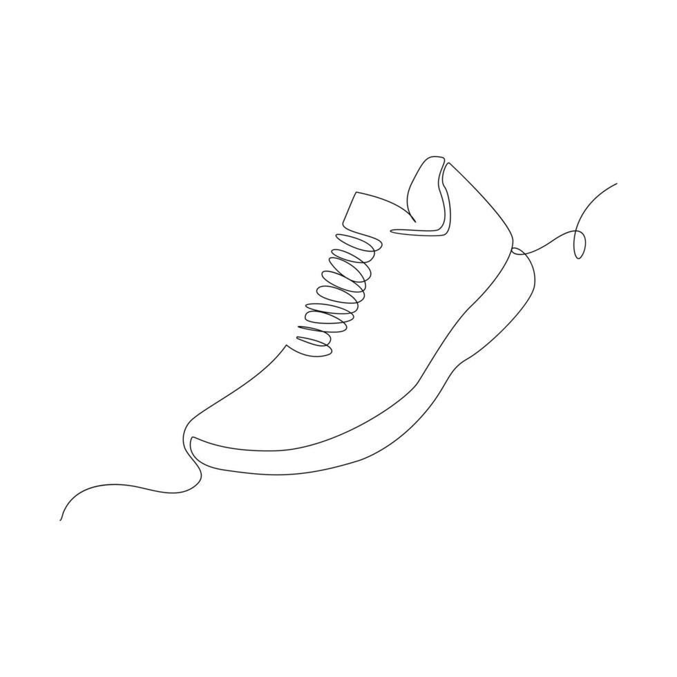 Shoe continues one line art drawing minimalist design vector and illustration