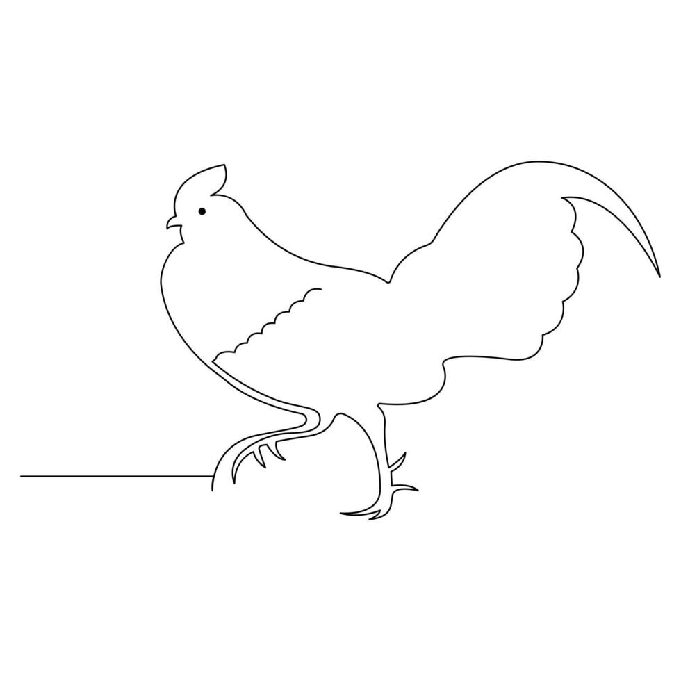 one line chicken art continuous line drawing of poultry minimalist domestic animal design vector and illustration