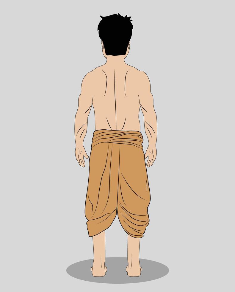 A village boy standing back view cartoon character for 2d animation vector