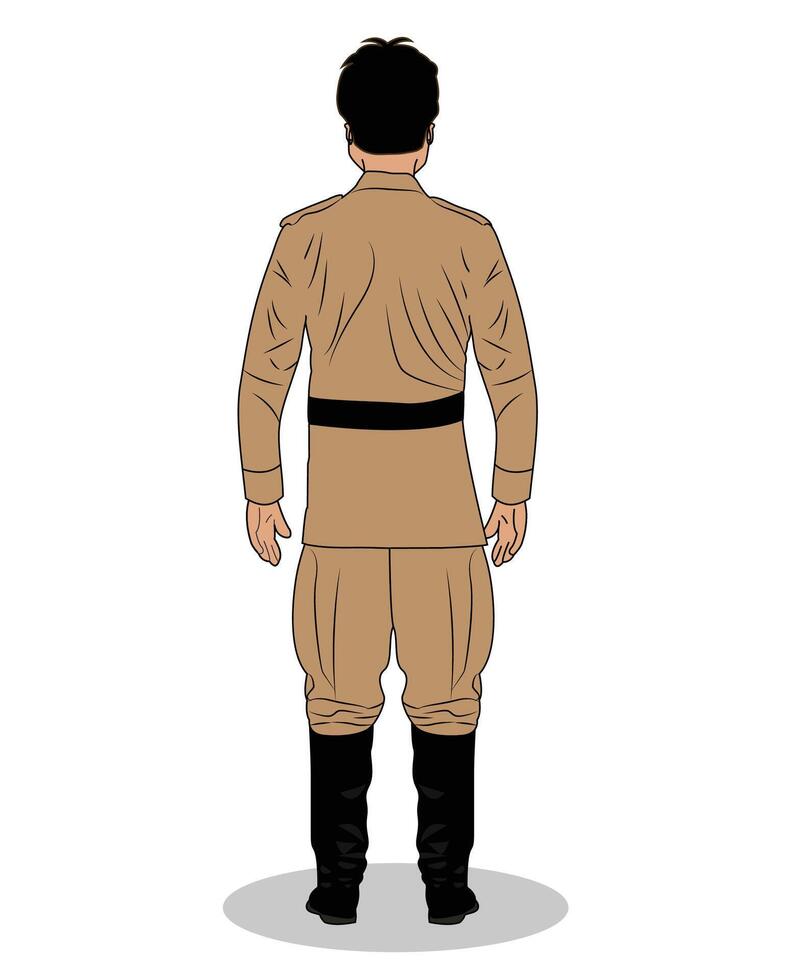 Indian police inspector back view cartoon character design vector illustration