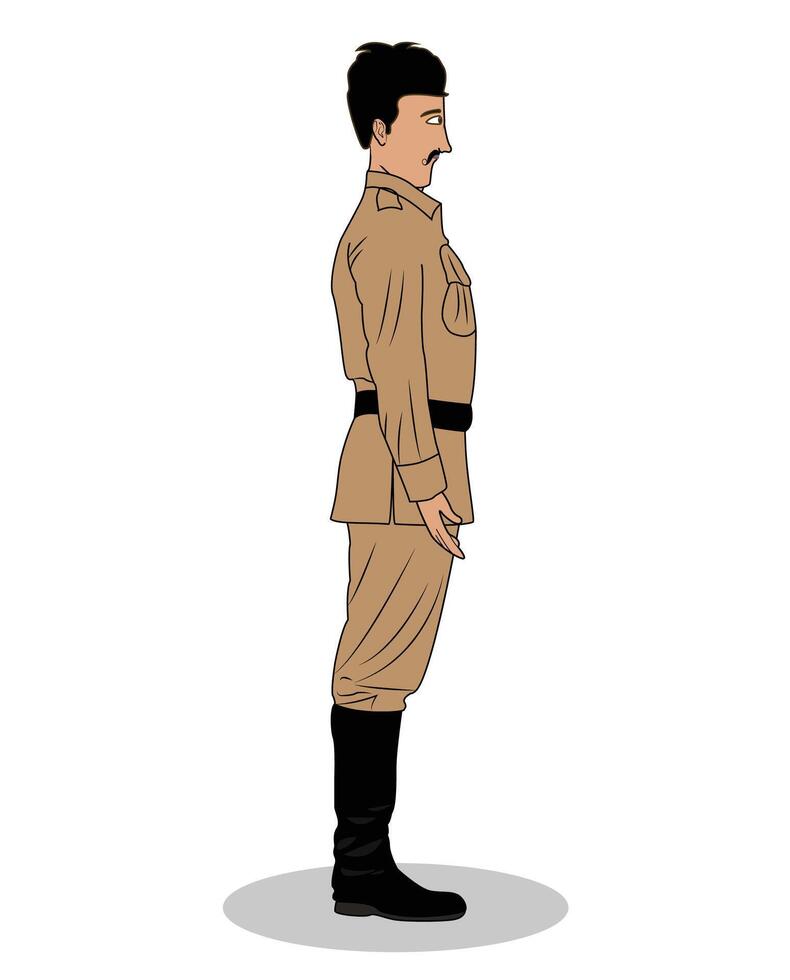 Indian police inspector side view cartoon character design vector illustration