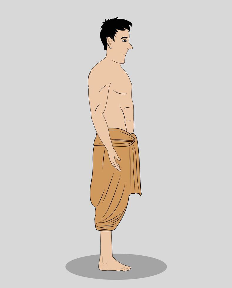 A village boy standing side view cartoon character for 2d animation vector