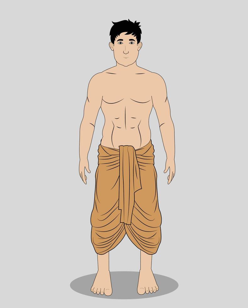 A village boy standing front view cartoon character for 2d animation vector