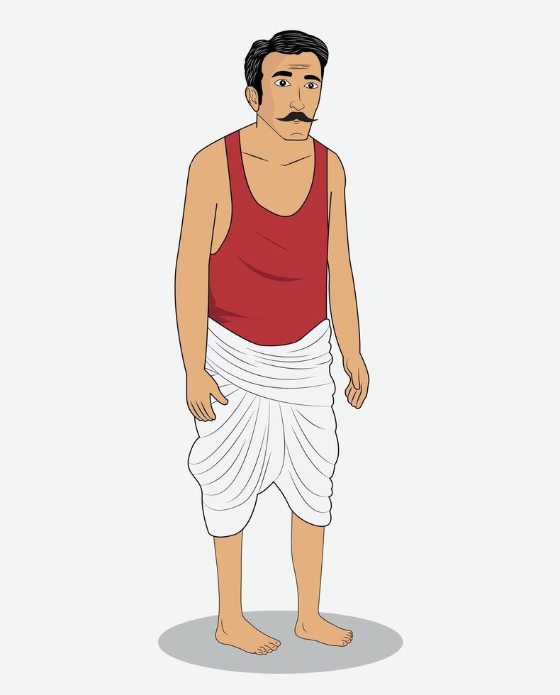 Indian farmer three quarter view character design vector illustration