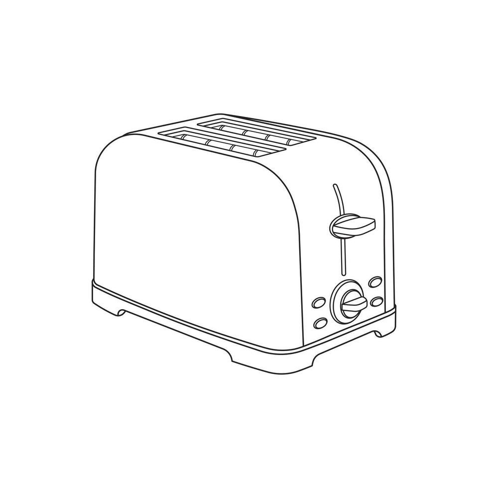 Hand drawn Kids drawing Cartoon Vector illustration toaster icon Isolated on White Background