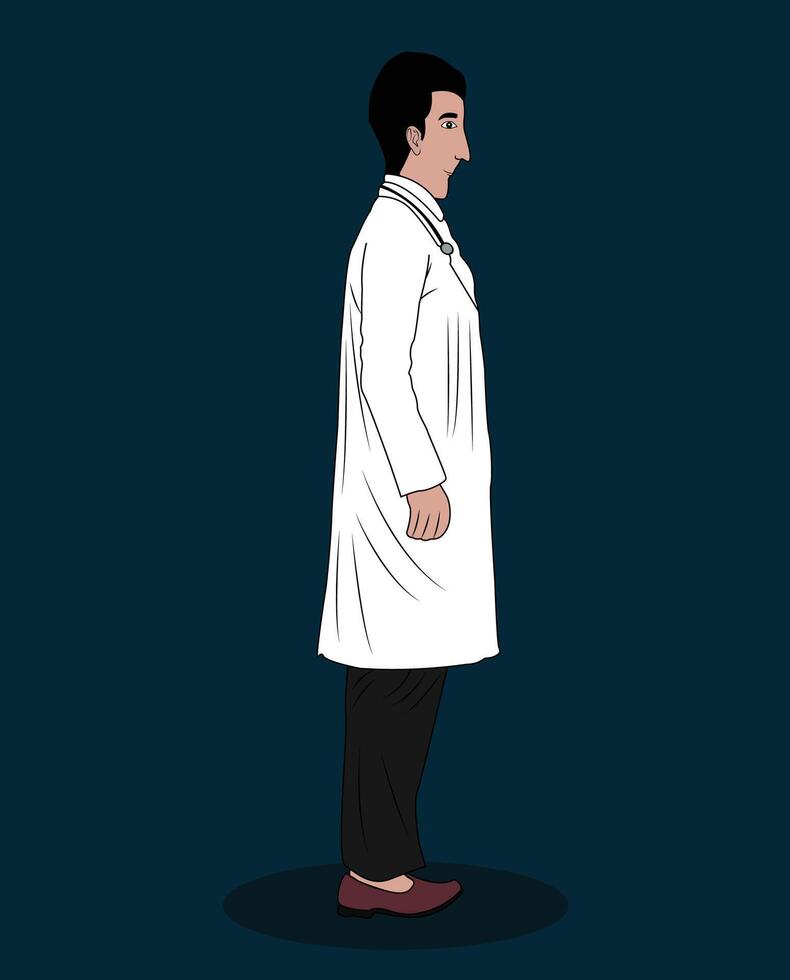 un médico lado ver dibujos animados personaje diseño para 2d animación cuentos vector