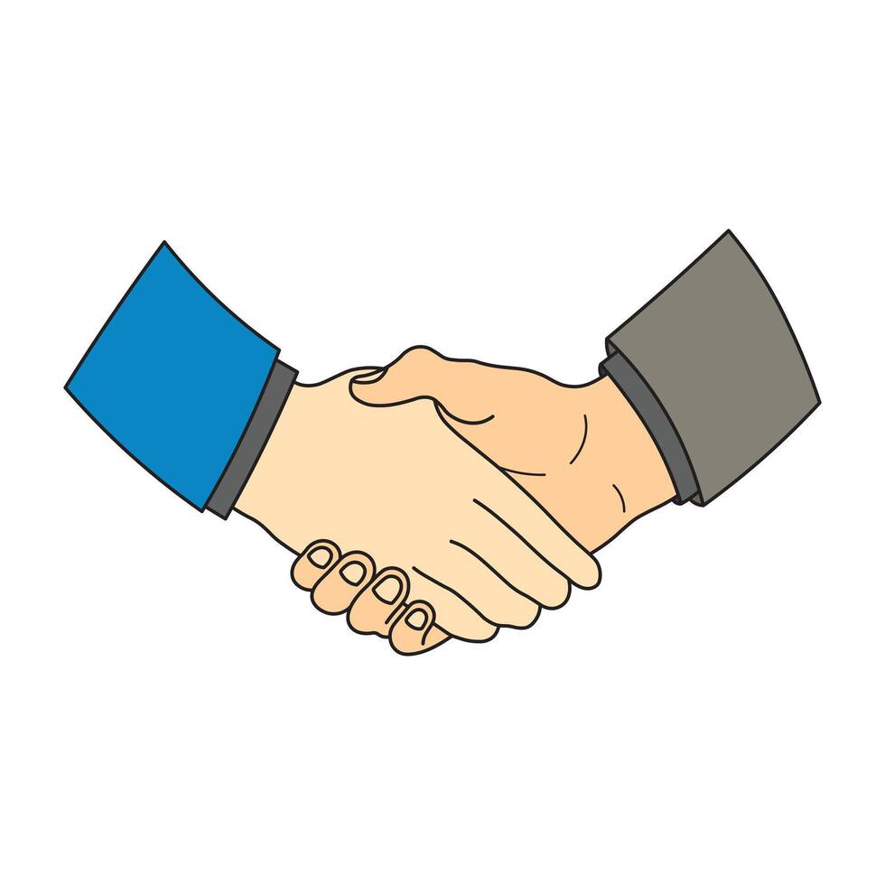 Kids drawing Cartoon Vector illustration electric shake hands icon Isolated on White Background