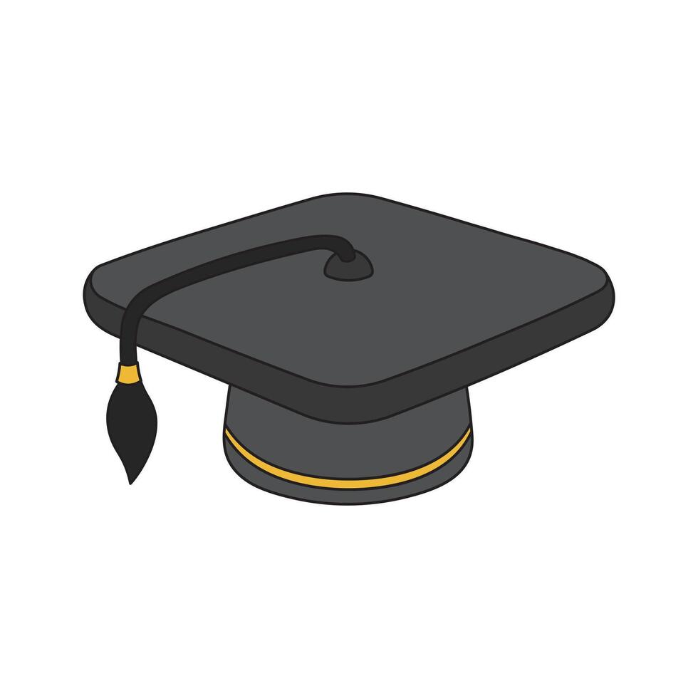 Kids drawing cartoon Vector illustration graduation hat icon Isolated on White