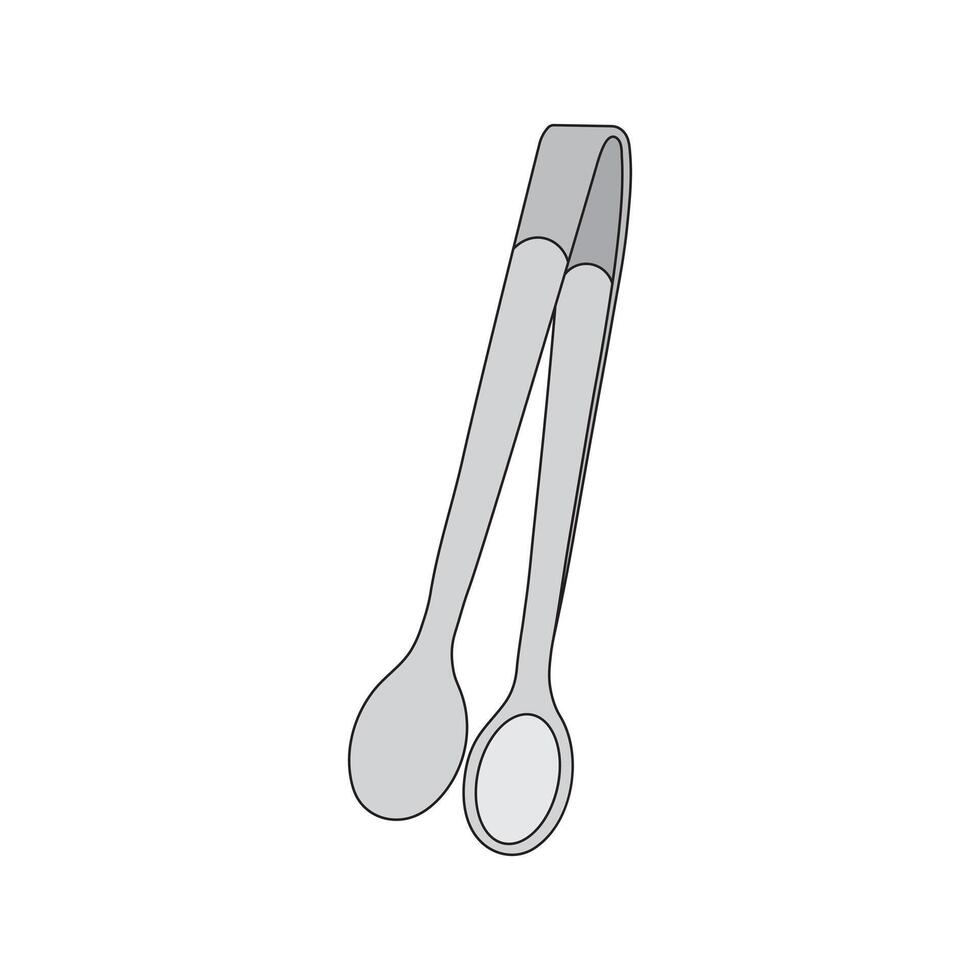 Kids drawing Cartoon Vector illustration ice tong icon Isolated on White Background